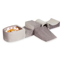 Piankowy plac zabaw z mostkiem i z basenem micro Velvet lila + 100 piłek (złote, jasny róż, perła)