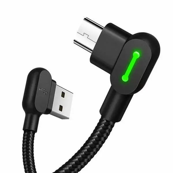 Kabel USB do Micro USB kątowy Mcdodo CA-5280 LED, 1.2m (czarny) zdjęcie 1