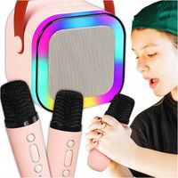 ZESTAW KARAOKE BEZPRZEWODOWY MIKROFON GŁOŚNIK PRZENOŚNY DWA MIKROFONY