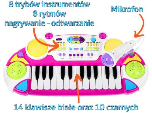 Keyboard pianinko mikrofon stołek na Arena.pl