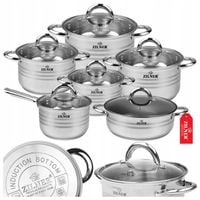 KOMPLET GARNKÓW NA INDUKCJĘ GAZ ZE STALI NIERDZEWNEJ ZESTAW 12 ELE ZILNER