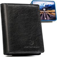 pionowy portfel męski ze skóry naturalnej w czarnym kolorze, model