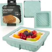 FORMA SILIKONOWA KWADRAT PASKI 3D NA BABKĘ DESER PRZEKĄSKI MUSY 17,5x17,5CM