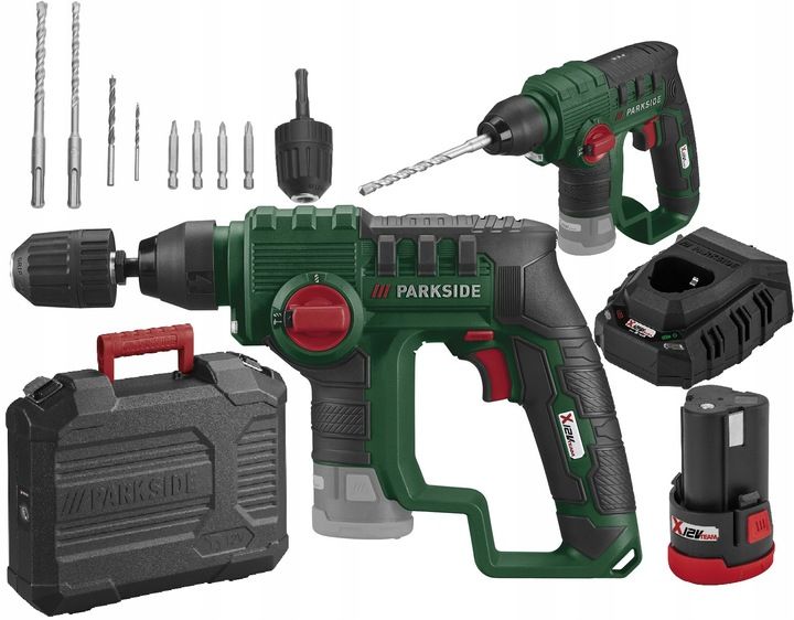 AKUMULATOROWA MŁOTOWIERTARKA PARKSIDE 12 V 2 AH + WIERTŁA I BITY zdjęcie 1