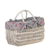 Wiklinowa Wybielana Torba na Rower Kosz na Rower z Obszyciem 43x21 H27/35 cm