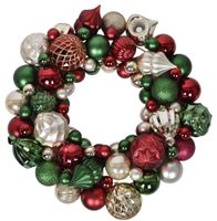 Wieniec z bombek zielono-burgundowo-szampański duży