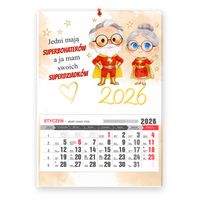 Kalendarz Ścienny 2026 z Nadrukiem Prezent Dla Babci i Dziadka