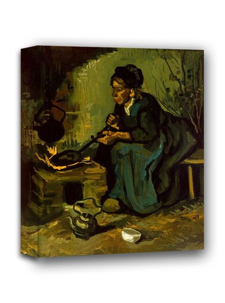Peasant Woman Cooking by a Fireplace, Vincent van Gogh - obraz na płótnie 40x50 cm zdjęcie 1