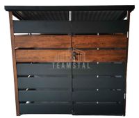 Wiata śmietnikowa spad tył 2x0,6m Antracyt + drewno Schowek TS589