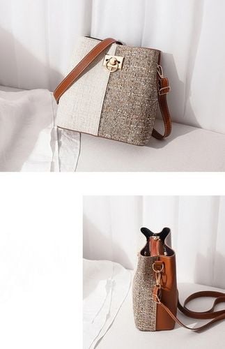 Torebka Damska na Ramię Brązowa Kremowa Jasna Elegancka Pojemna Wizytowa na Arena.pl