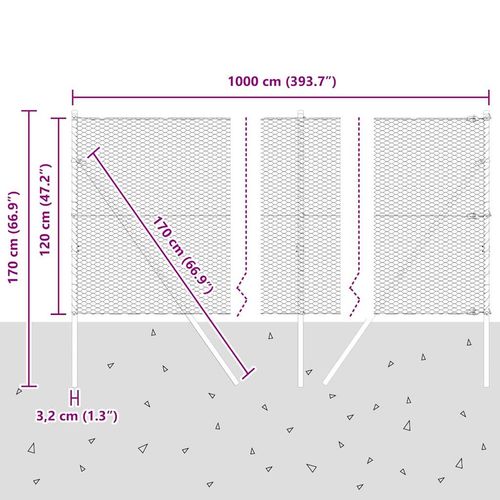 Ogrodzenie z słupkami Szary 1.2 x 10 m Stal pokryta PCV na Arena.pl