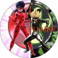 Opłatek na tort Urodziny Biedronka Czarny Kot Postać Tekst Gratis