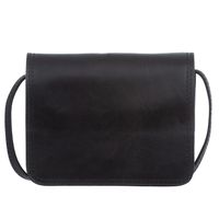 VERA PELLE torebka skórzana listonoszka z klapą i paskiem V562 czarna