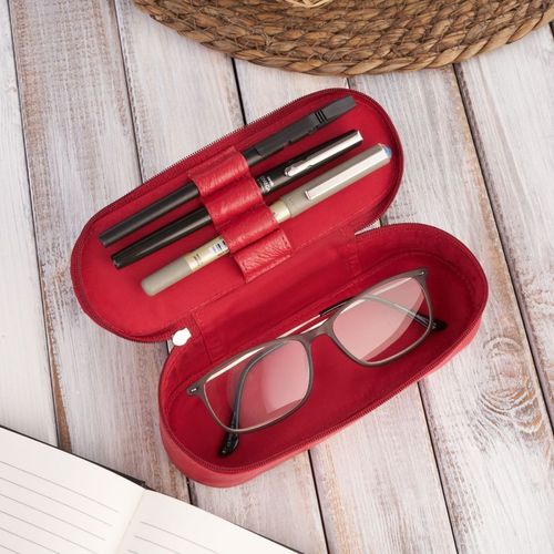 skórzane etui na okulary piórnik czerwony paolo peruzzi t-82-rd na Arena.pl