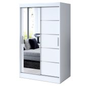 Szafa Przesuwna 120cm RALF Biel Garderoba 2 wnętrza