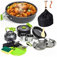 Zestaw garnków naczyń turystycznych kempingowych biwakowych na rybki