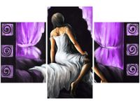 90X60CM OBRAZ PIĘKNA DZIEWCZYNA FIOLECIE TRZY OBRAZY