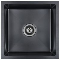 Ręcznie robiony zlew kuchenny, sitko, czarny, stal nierdzewna