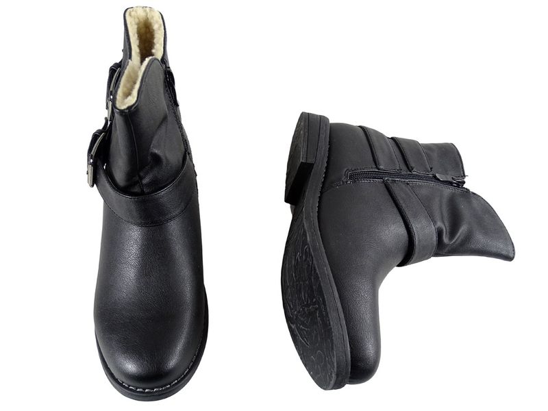 Czarne matowe botki płaskie eko skóra ocieplane 37 zdjęcie 4