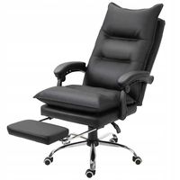 fotel biurowy skóra eko z podnóżkiem czarny pako v
