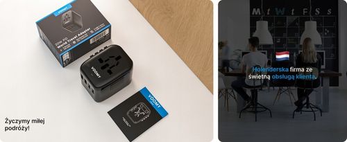 Wtyczka światowa VOOMY - 170+ krajów, 20W, 2 USB-C & 2 USB-A, Czarna na Arena.pl