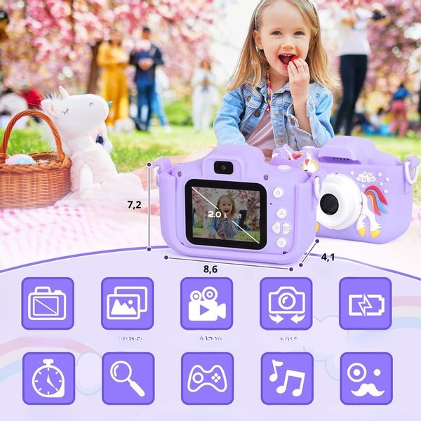 APARAT CYFROWY DLA DZIECI JEDNOROŻEC 48Mpx SELFIE KAMERA+KARTA 32GB MENU PL zdjęcie 10