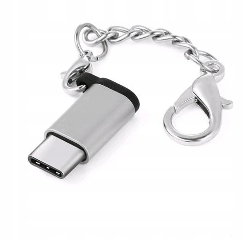 ADAPTER brelok micro usb typ b na typ c srebrny na Arena.pl