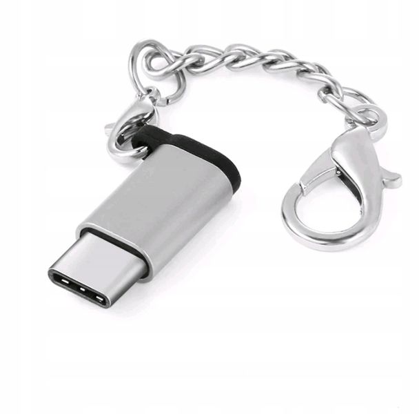 ADAPTER brelok micro usb typ b na typ c srebrny zdjęcie 1