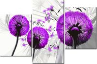 60 90CM OBRAZ 3 ELEM DMUCHAWCE FIOLECIE ŚCIENNY DRUK PŁÓTNO