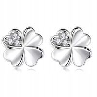 Kolczyki na prezent srebrne koniczynki 925 sztyft wkrętki gratis PUDEŁKO