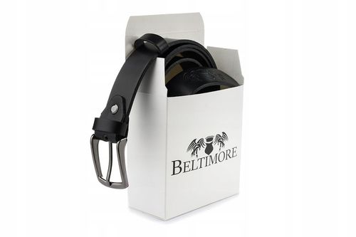 Skórzany pasek męski czarny do spodni garnituru wąski klasyczny na Arena.pl