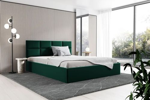 Granatowe łóżko tapicerowane GOBI / R81 140x200 cm na Arena.pl