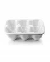 pojemnik ceram na 6 jajek 16cm biała porcelana | zd3410