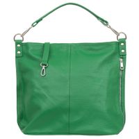 VERA PELLE torebka damska skórzana worek z paskiem na ramię V388 zielona