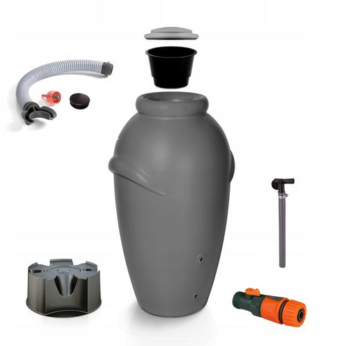 Zbiornik AQUACAN 210 l + przyłącza, podstawa | Grafit, Pojemność: 210 l, Wymiary 56x60x113 cm, Kolor Grafit, Waterform, Prosperplast na Arena.pl