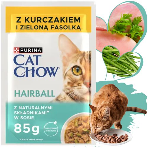 karma mokra dla kota purina cat chow hairball kurczak z zieloną fasolką 85g na Arena.pl
