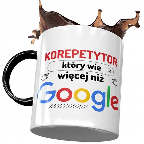Kubek Czarny Dla Korepetytora Więcej Niż Google Z Nadrukiem Ze Zdjęciem na Arena.pl