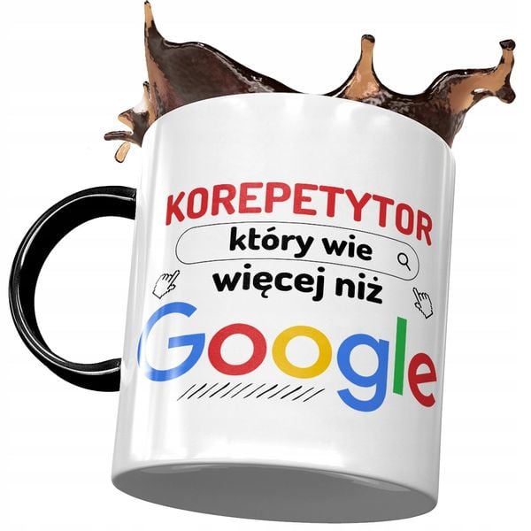 Kubek Czarny Dla Korepetytora Więcej Niż Google Z Nadrukiem Ze Zdjęciem zdjęcie 1