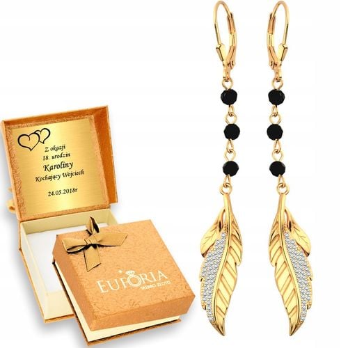 Złote Kolczyki 925 Długie Wiszące Skrzydła na Arena.pl