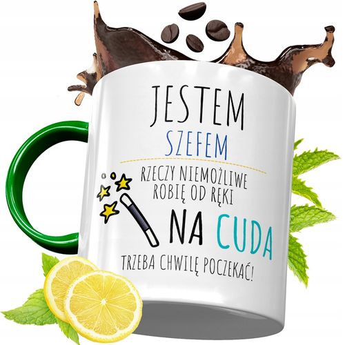 Kubek Zielony Dla Szefa Szefowej Prezent Urodziny Z Nadrukiem Ze Zdjęciem na Arena.pl