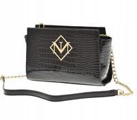 Monnari - torebka listonoszka wizytowa czarny croco lakier BAG2960