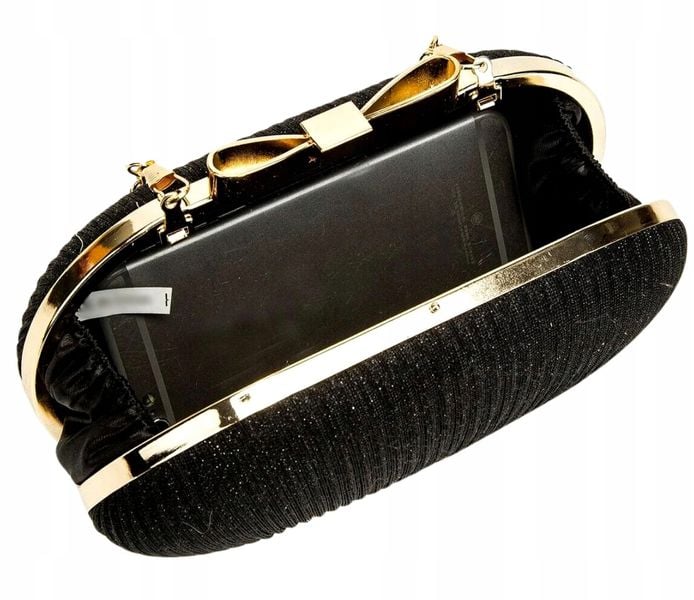 Czarna Torebka Wieczorowa Kopertówka Wizytowa Mała zdjęcie 8