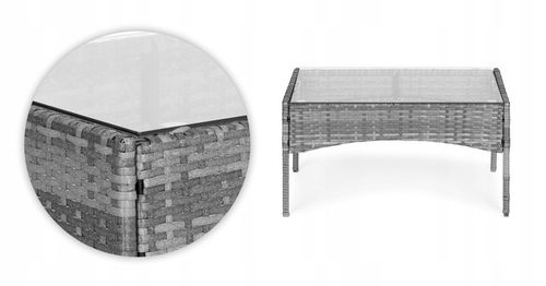 Komplet mebli ogrodowych z technorattanu ławka stolik krzesła szary MultiGa na Arena.pl