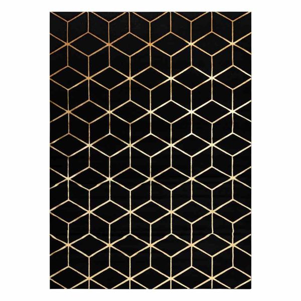 RUG/LU/MOSSE/HEXAGON2/BLACK+GOLD/80x150 zdjęcie 1