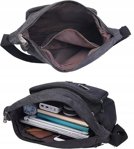 TORBA MĘSKA CZARNA POJEMNA Do Pracy Śniadaniowa Na Ramię Mocna na Arena.pl