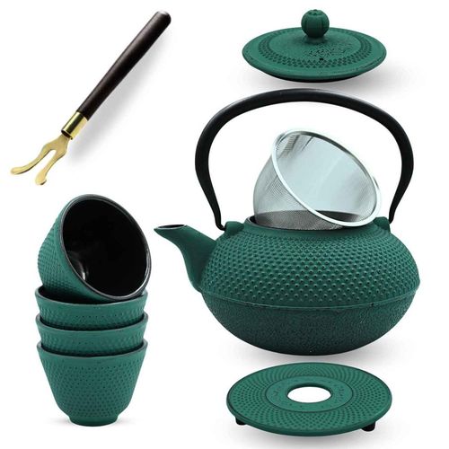 zaparzacz żeliwny dzbanek zielony 1,4l z filtrem i filiżankami prezent na Arena.pl