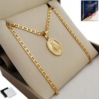 ZŁOTY ŁAŃCUSZEK DAMSKI Z MEDALIKIEM CUDOWNYM POZŁACANY SREBRO 925 + GRATIS