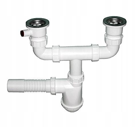 Syfon zlewozmywakowy dwukomorowy do zlewu METALOWE SITKO na Arena.pl