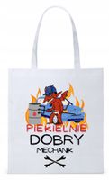 Dla Mechanika Prezent Torba Eco Biała Shopper Z Nadrukiem Ze Zdjęciem