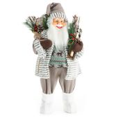 Mikołaj 80 cm figurka dekoracyjna biały szary ozdoba świąteczna wnętrz